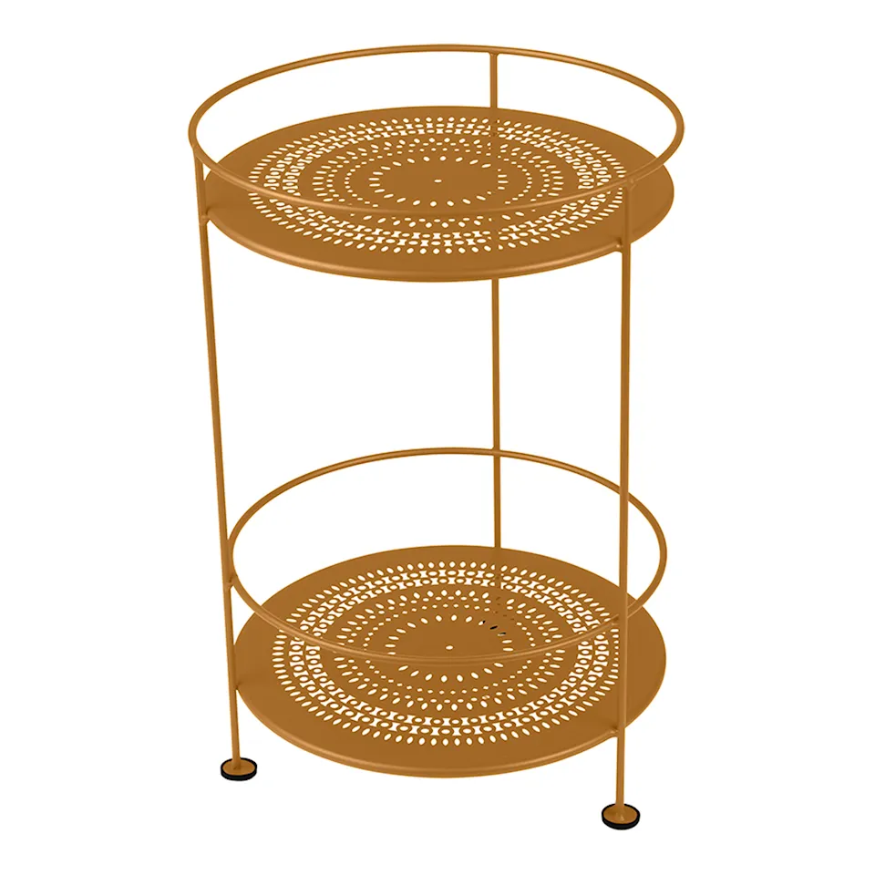 Guinguette Side Table With Perforated Double Top, Gingerbread