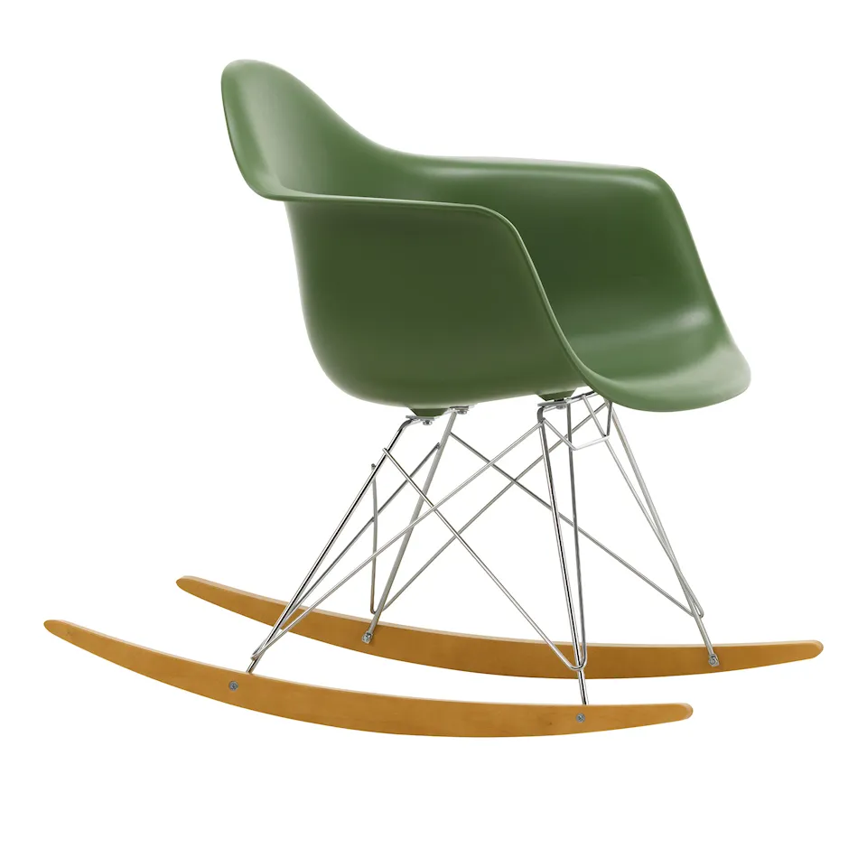 Eames Plastic Armchair RAR - 48 Forest - Chrome Base - Golden Maple