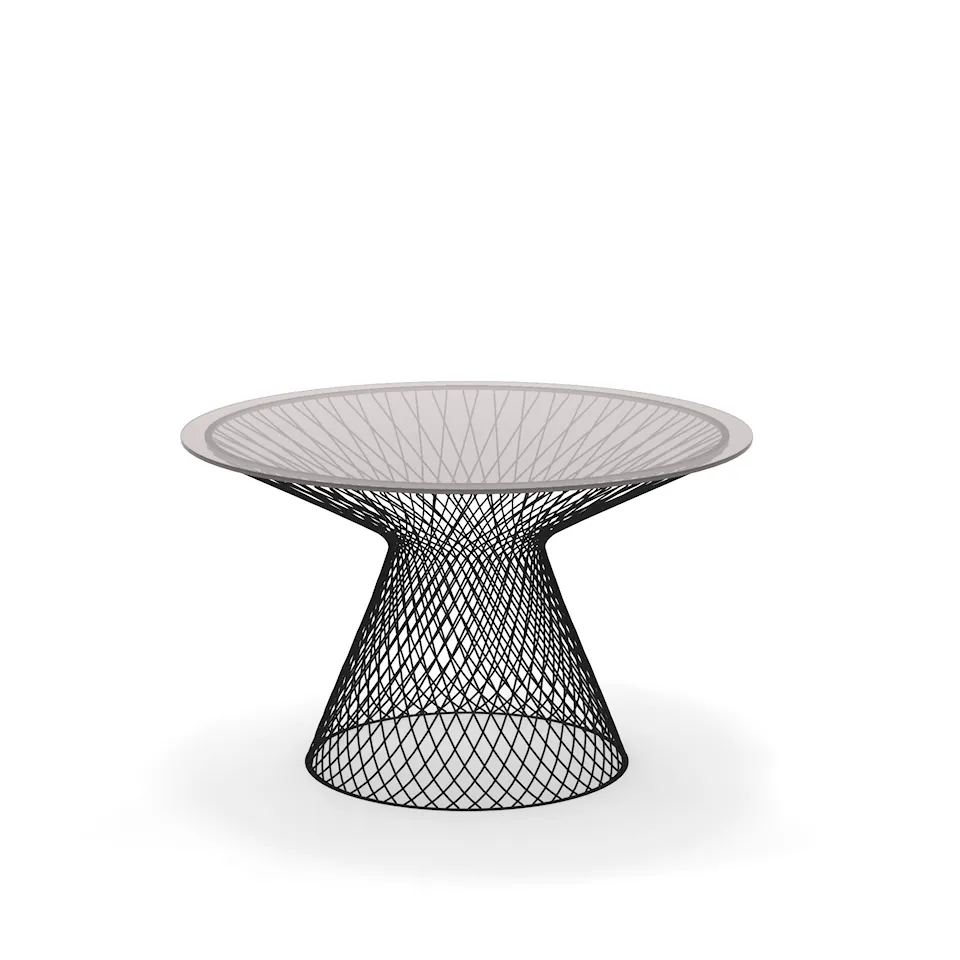 Heaven High Round Table Ø120, Frame: Black, Top: Smokey Glass