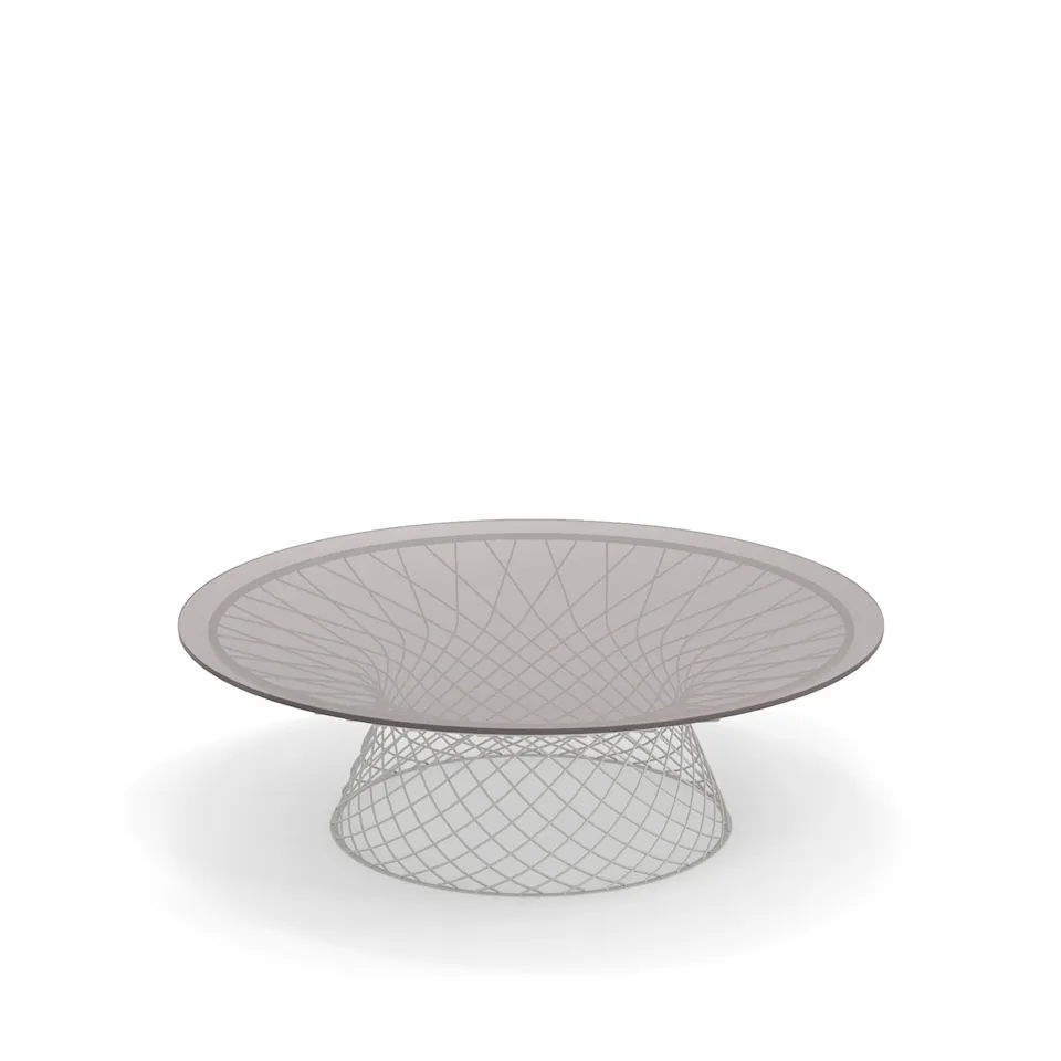 Heaven Low Round Table Ø120, Frame: Matt White, Top: Transparent Glass