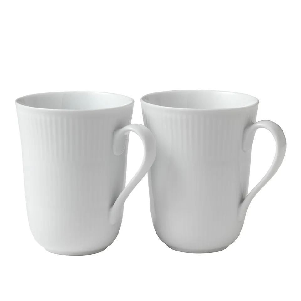 White Fluted Mugg 36 cl 2 st