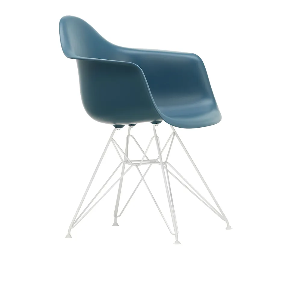 Eames Plastic Armchair DAR - 83 Sea Blue - White Base