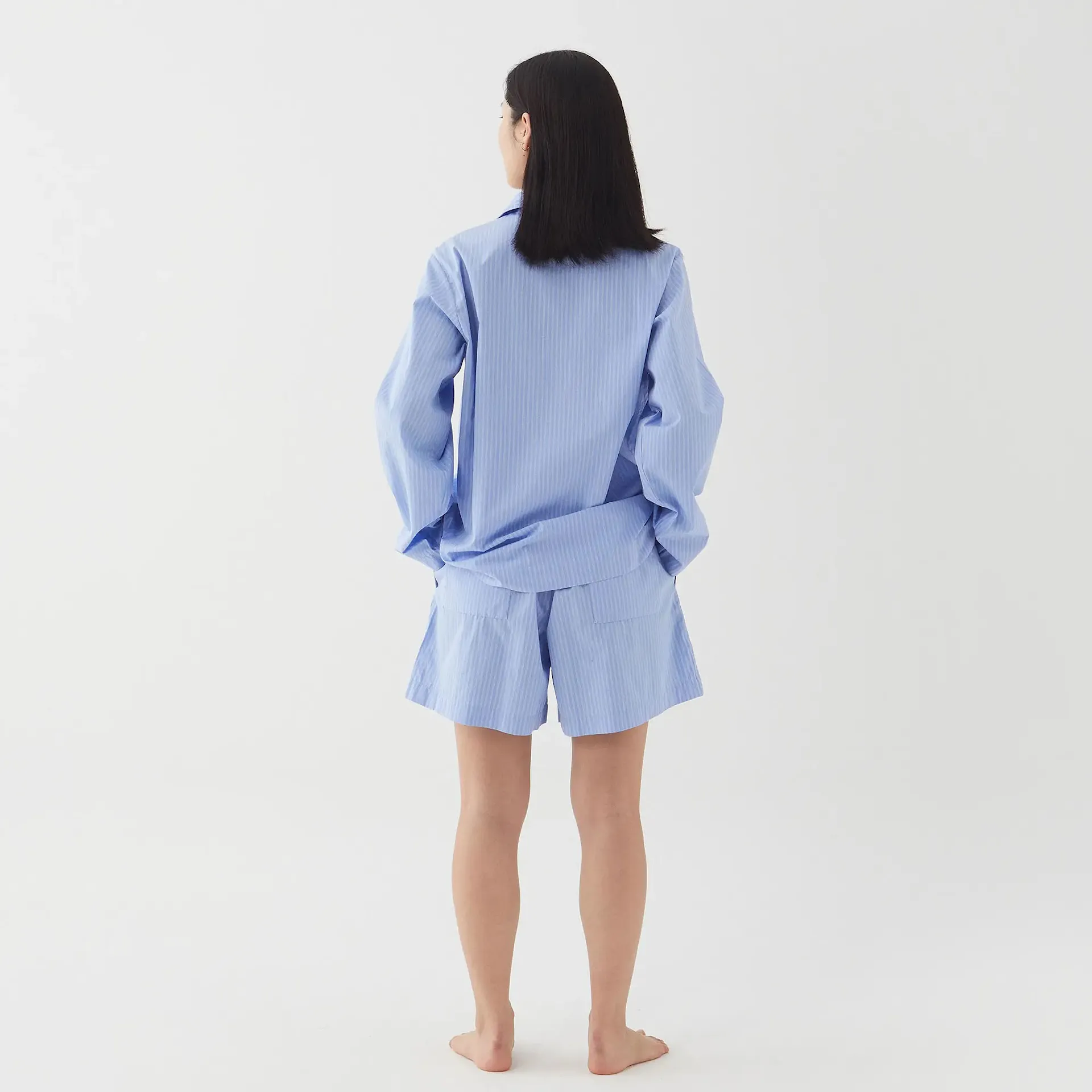 Poplin Pyjamas Shorts Blue Pin Stripes - TEKLA - NO GA