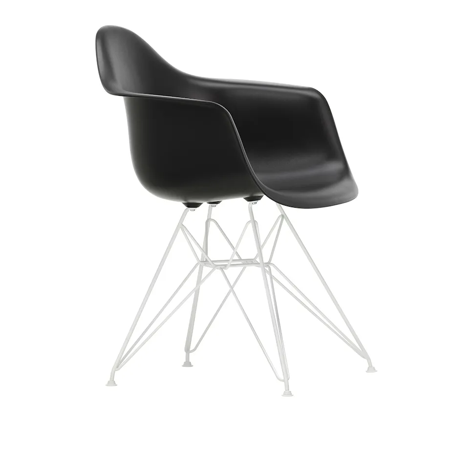 Eames Plastic Armchair DAR - 12 Deep Black - White Base