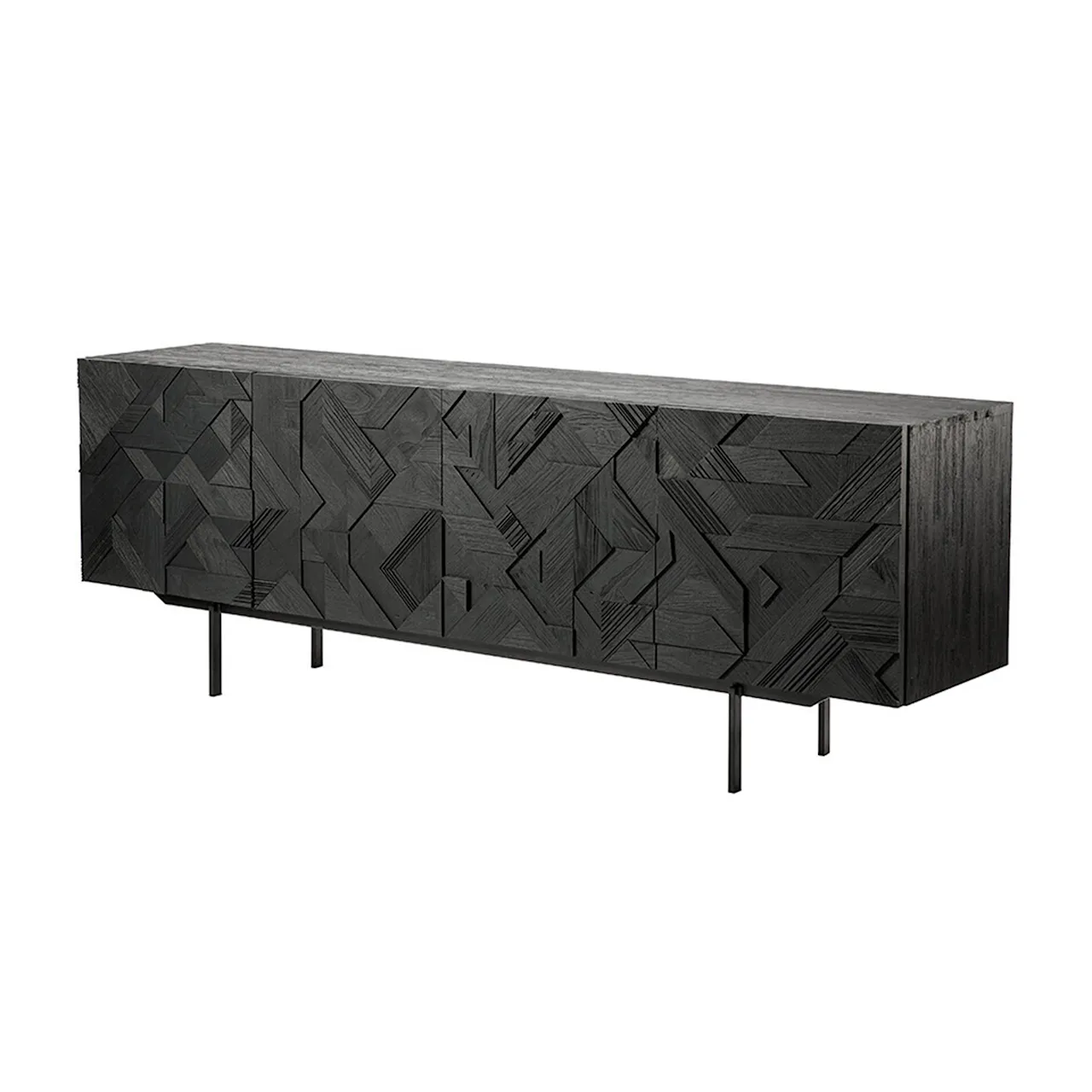 Teak Graphic Black Sideboard