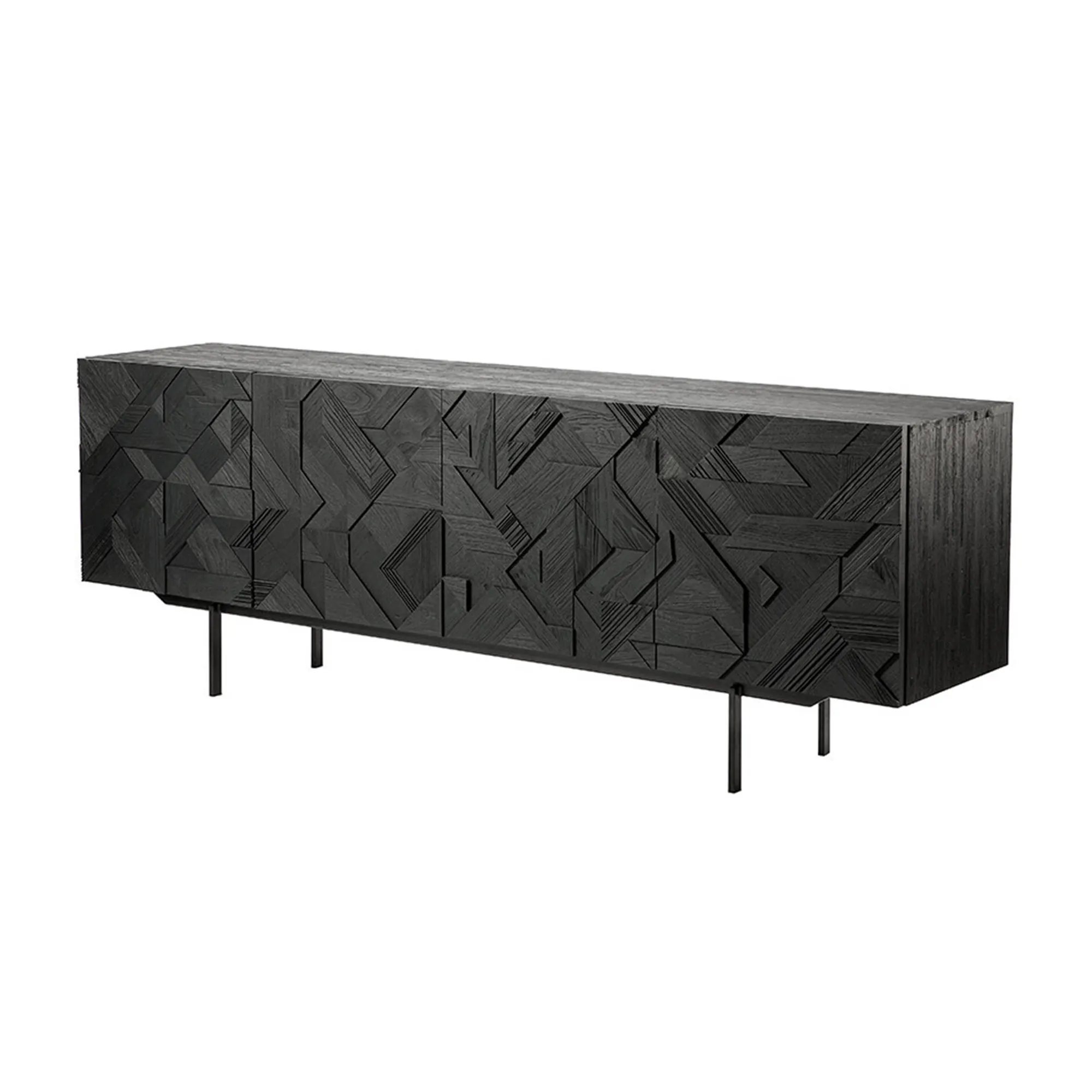 Teak Graphic Black Sideboard - 2