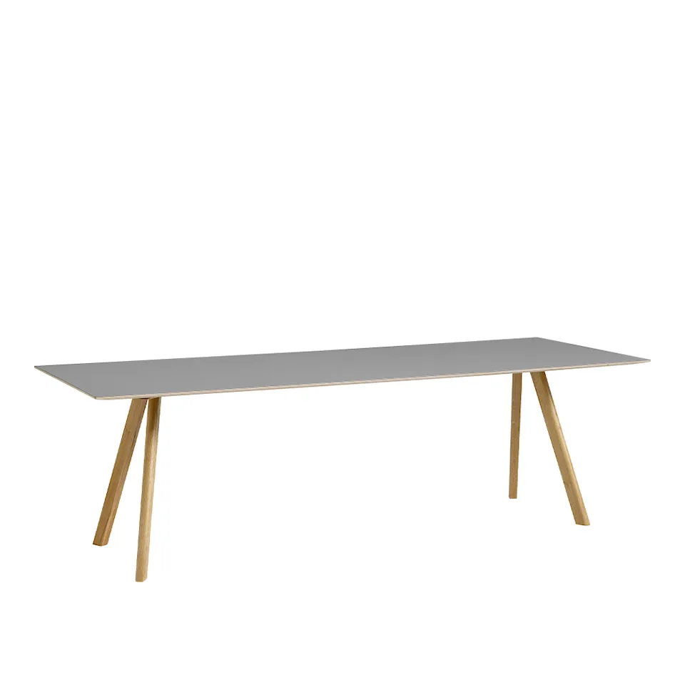 CPH30 2.0 Table Lacquered Oak Frame L250 X W90 X H74  Grey Linoleum Tabletop Lacquered Edge