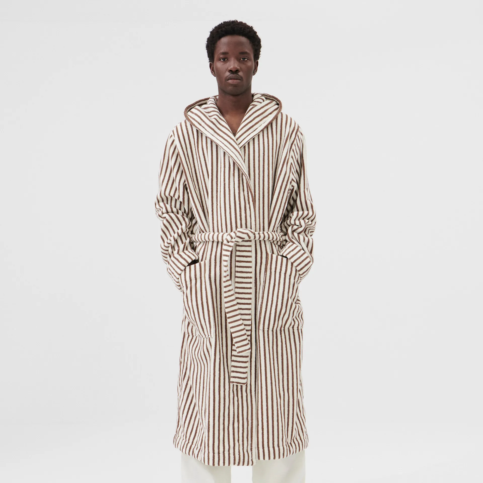 Hooded Bathrobe Kodiak Stripes - TEKLA - NO GA