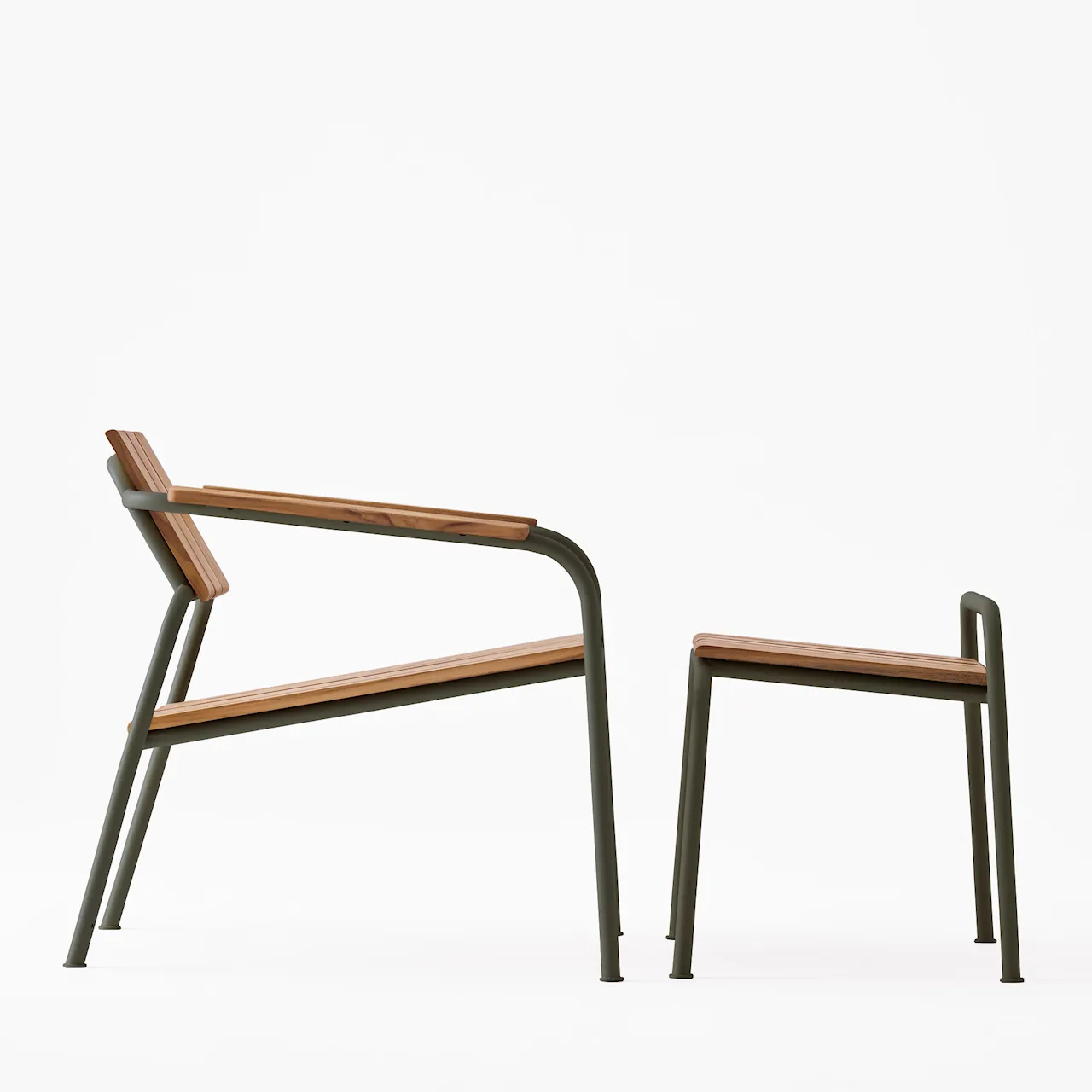 Kallio outdoor lounge chair & footrest green