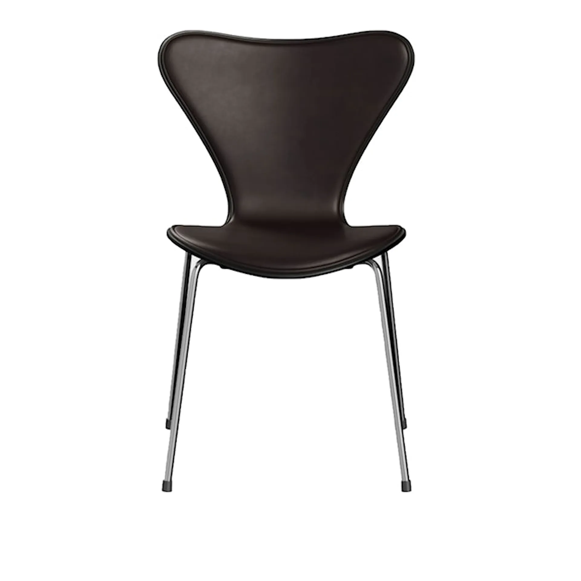 Sjuan 3107 stol framsidesklädd läder stålstativ krom - Fritz Hansen - Arne Jacobsen - NO GA