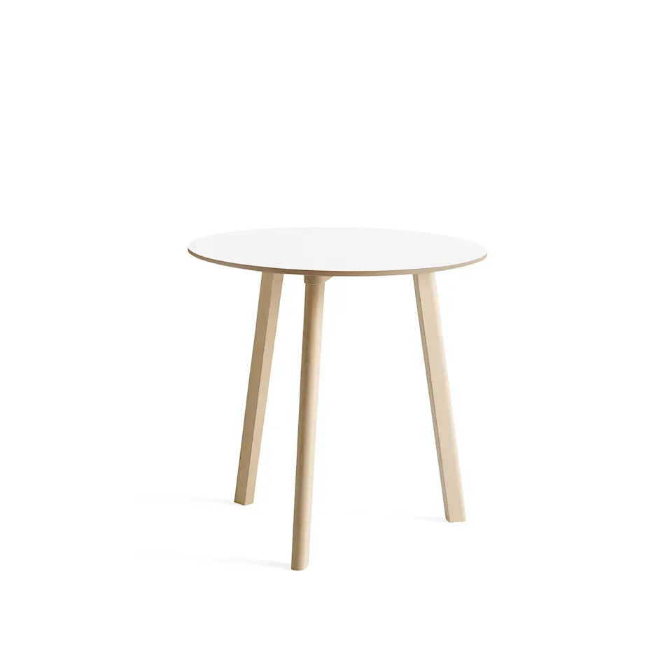 CPH Deux 220 2.0 Table Untreated Beech Frame Ø75 X H73 Pearl White Top Lacquered Beech Edge