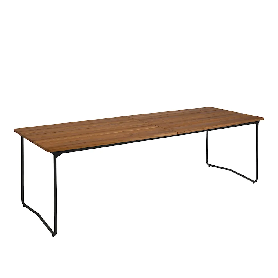 Bord B31 230cm svart stativ obehandlad teak