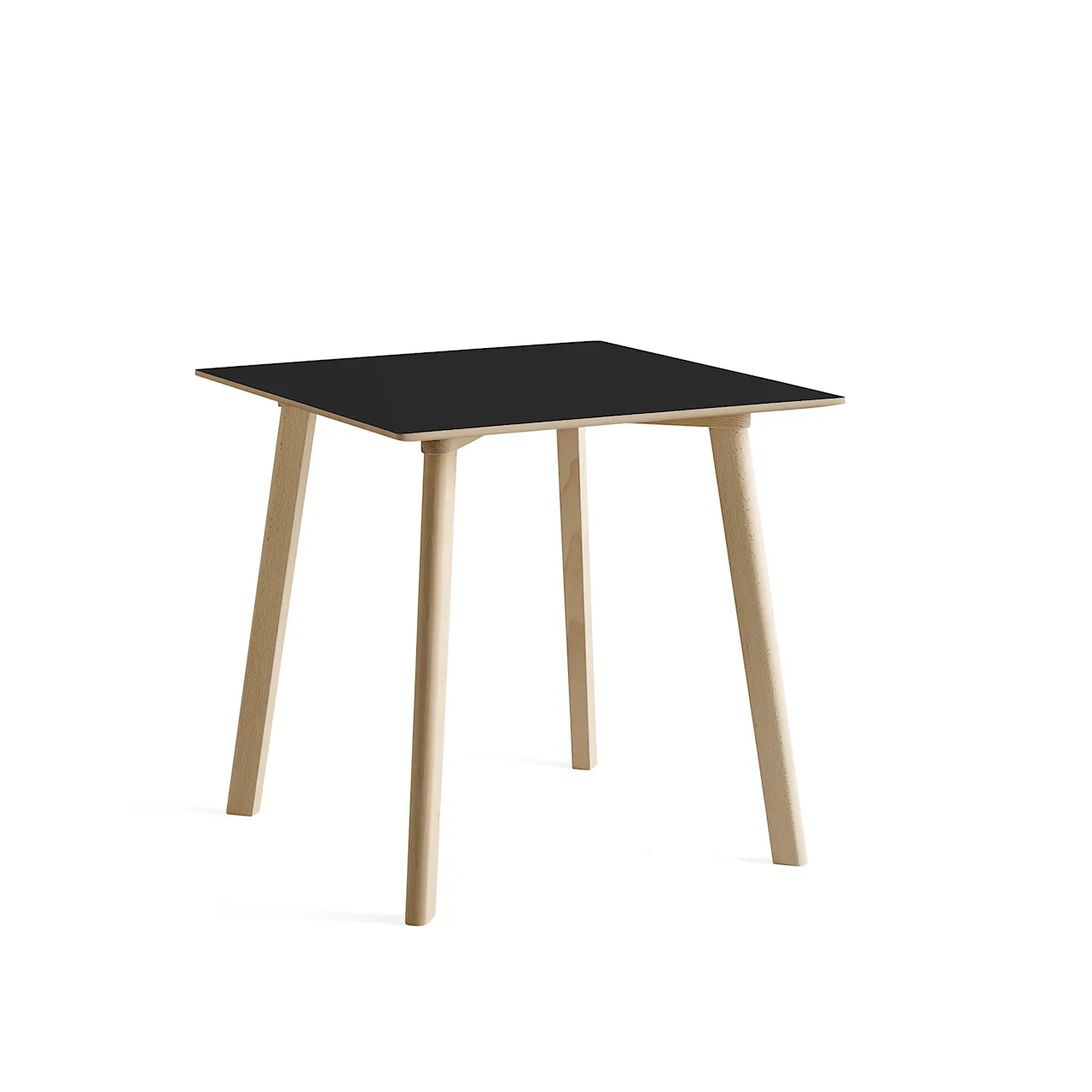 CPH Deux 210 2.0 Table Untreated Beech Frame L75 X W75 X H73 Ink Black Top Lacquered Beech Edge