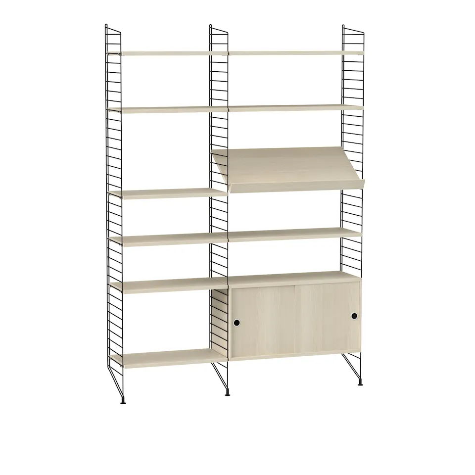 Vardagsrum hyllsystem H ask/svart