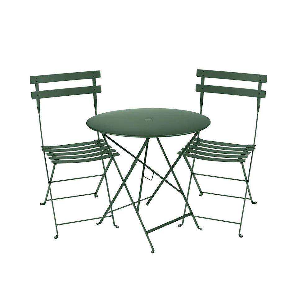 Bistro matgrupp bord 77cm & 2 metall stolar