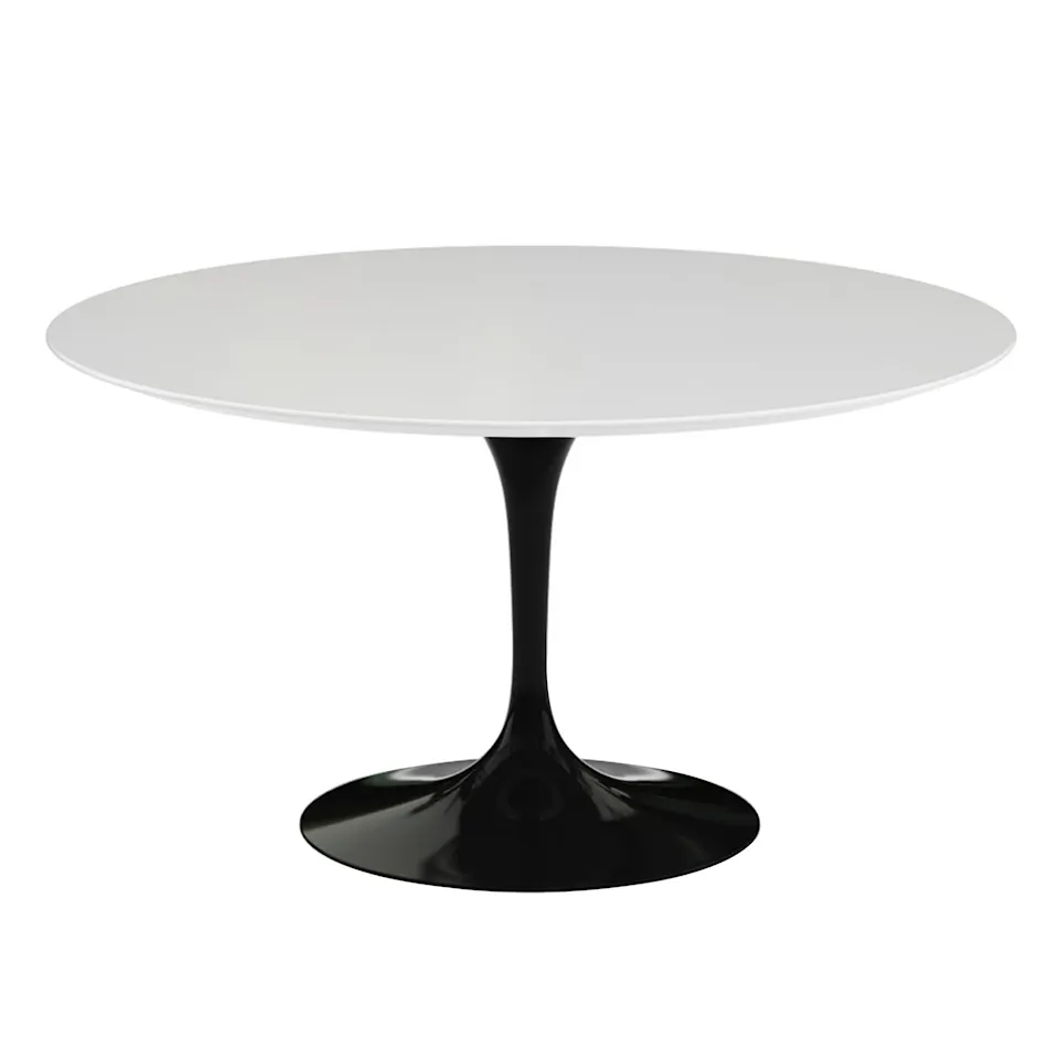 Saarinen Round Table - Matbord, Ø 137 cm, Svart underrede, skiva i Vit laminat