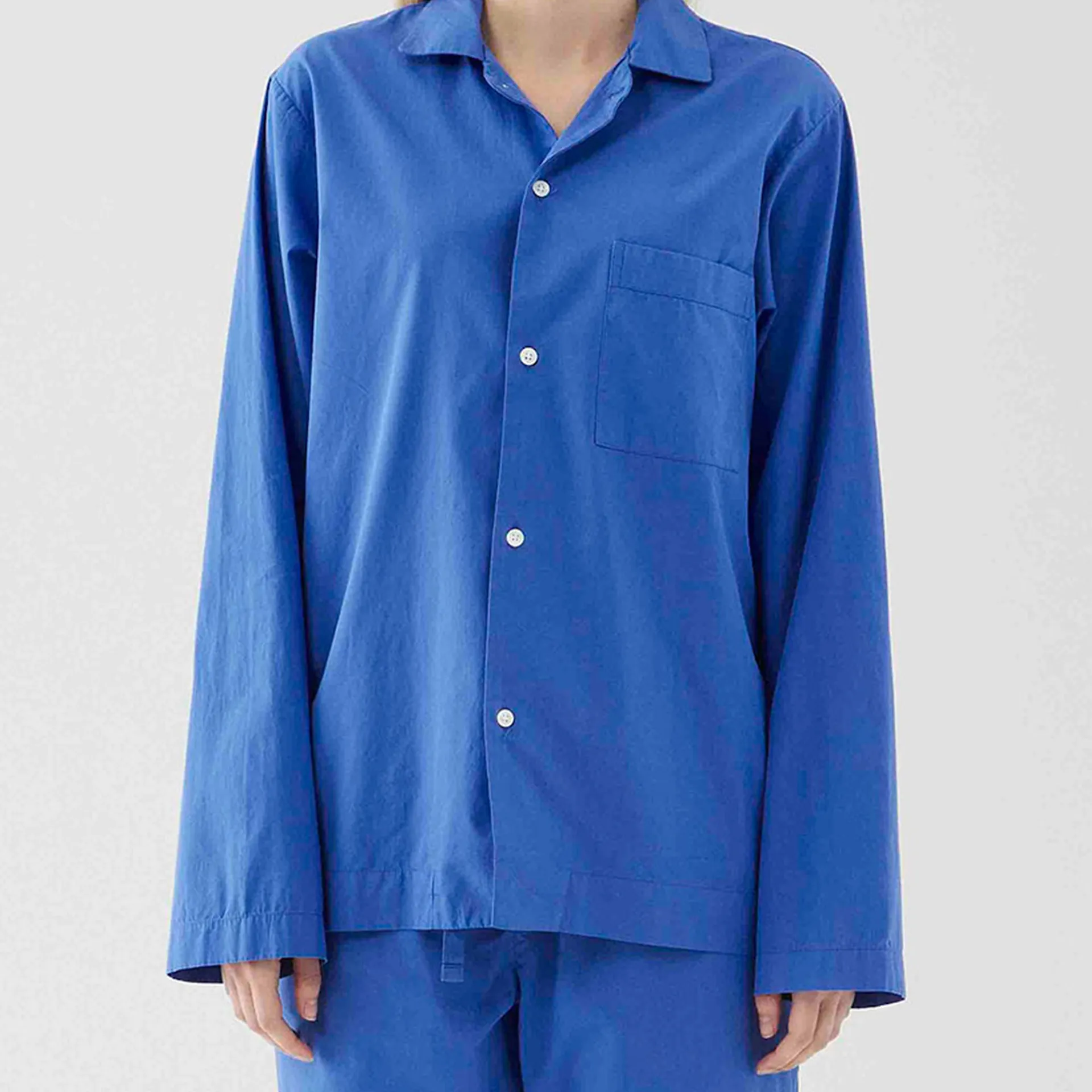 Poplin Pyjamas Shirt Royal Blue - TEKLA - NO GA