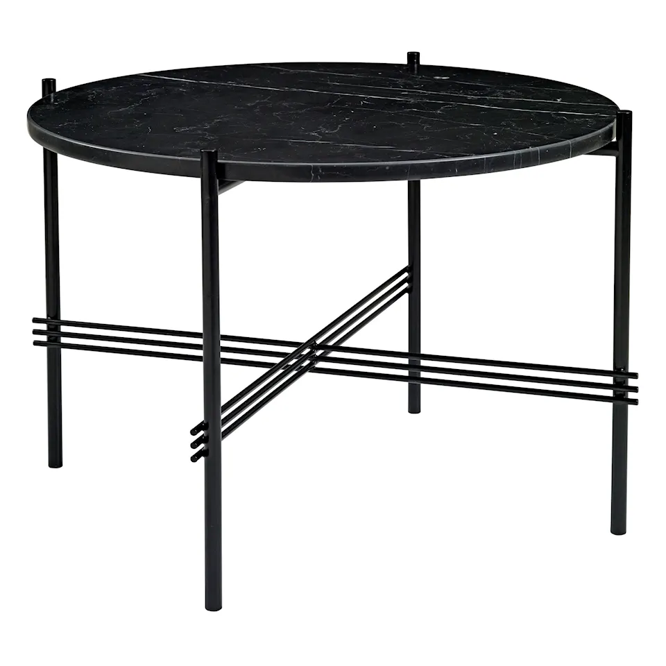 TS Soffbord Ø 55 H. 41, Top: Nero Marquina Marble, Base: Black