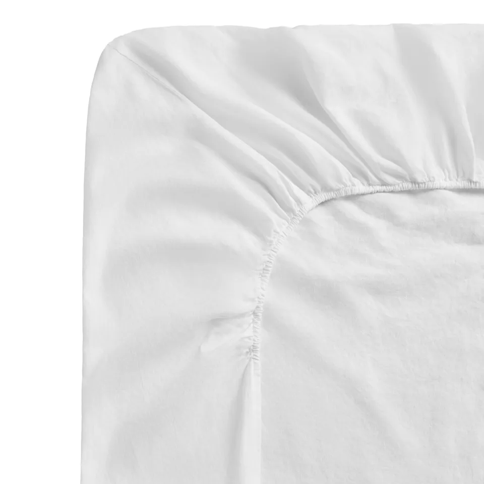 Linen Blend Crisp White dra-på-lakan