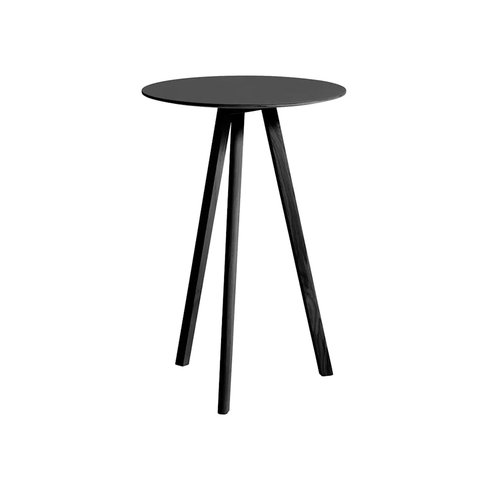 CPH20 2.0 High Table Black Lacquered Solid Oak Frame Ø70 X H105 Black Linoleum Top Black Lacquered Edge