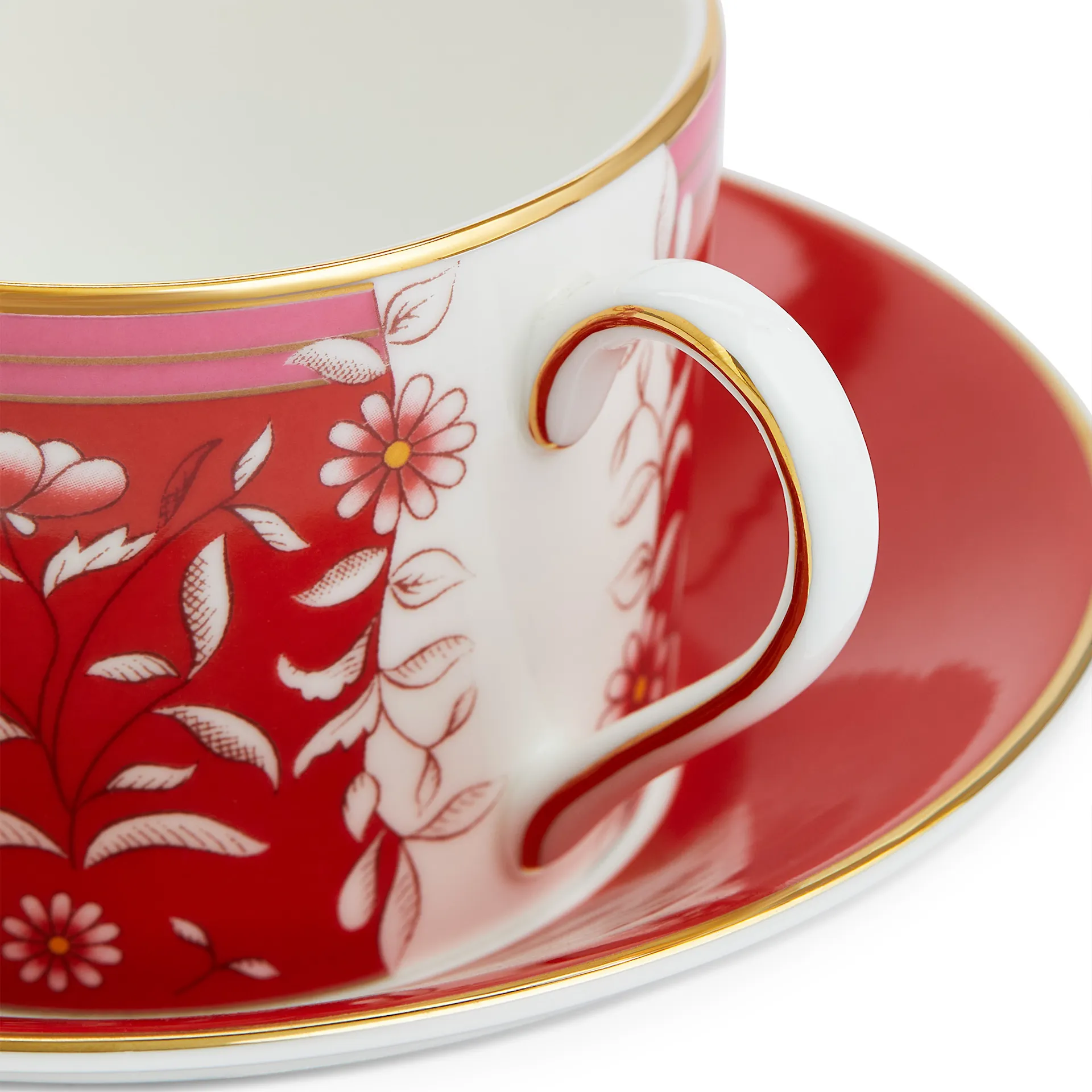 Wonderlust Crimson Jewel Teacup  Saucer - Wedgwood - NO GA