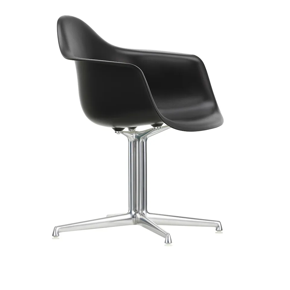 Eames Plastic Armchair DAL 12 Deep Black Aluminium Polished