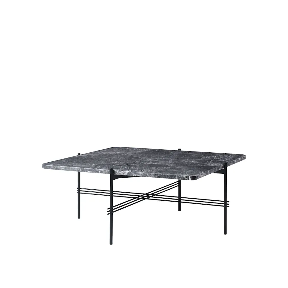 TS Coffee Table Square 80 x 80 cm, Black Base, Grey Emperador Marble