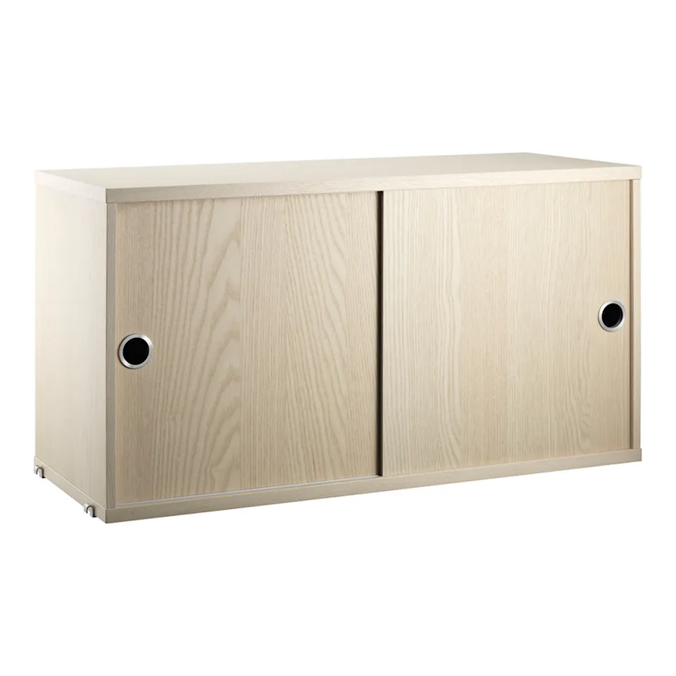 Skåp med skjutdörrar 78 x 30 cm ask