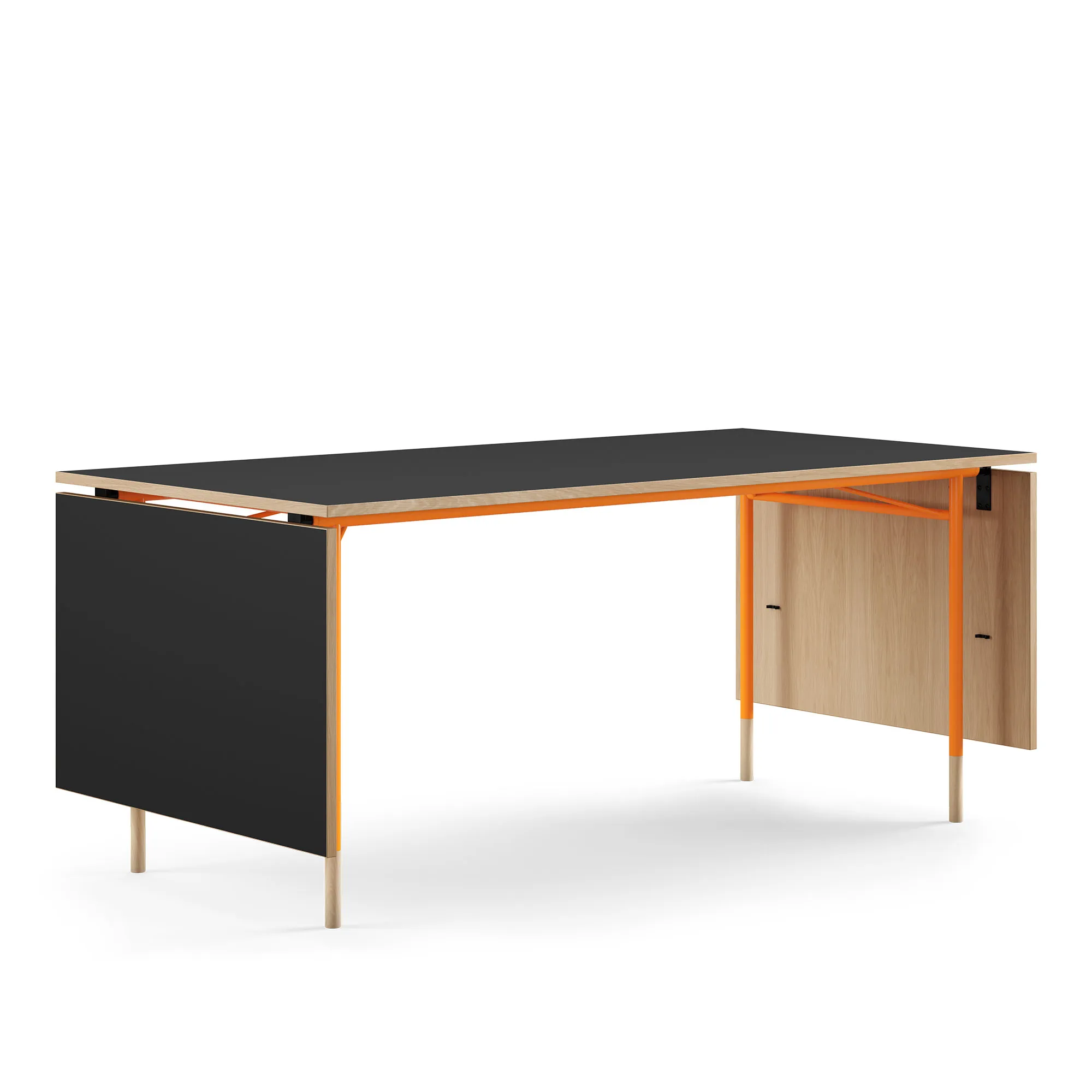 Nyhavn matbord med klaffar Black linoleum/clear oiled oak - 1