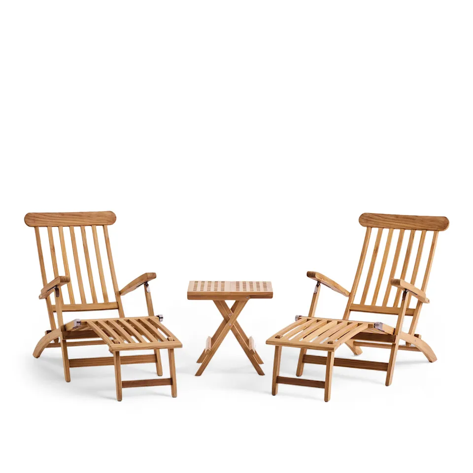 2 x Midsummer Outdoor Deck Chair & Midsummer Square Outdoor Side Table