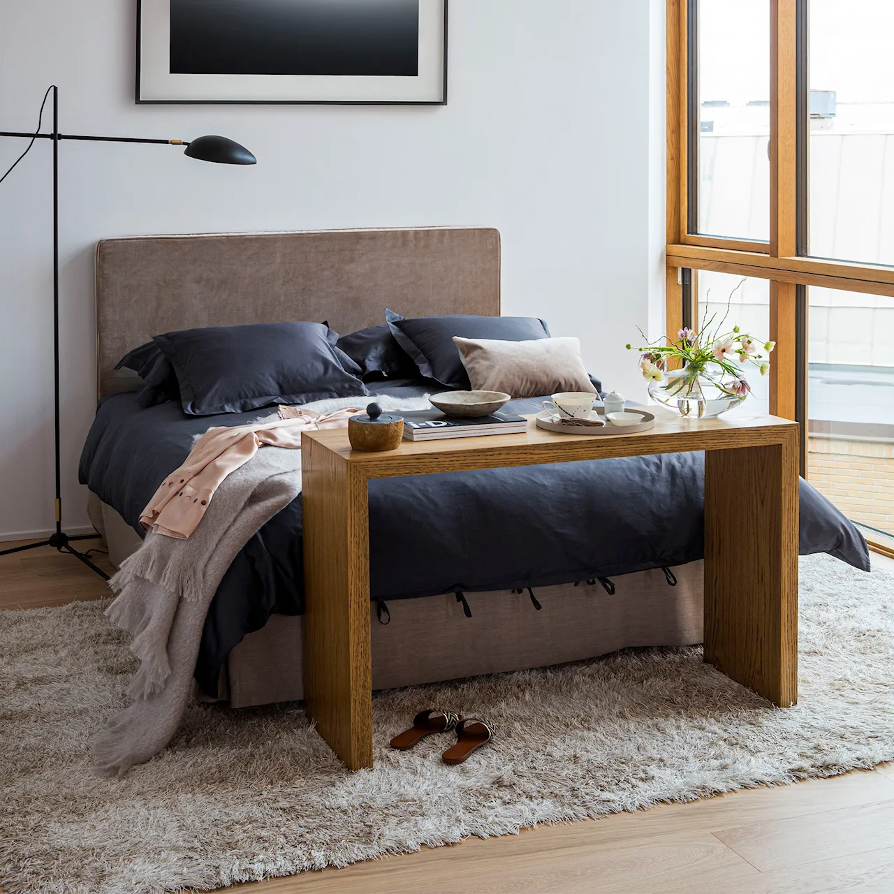 Alexandra Velvet Beige sänggavel
