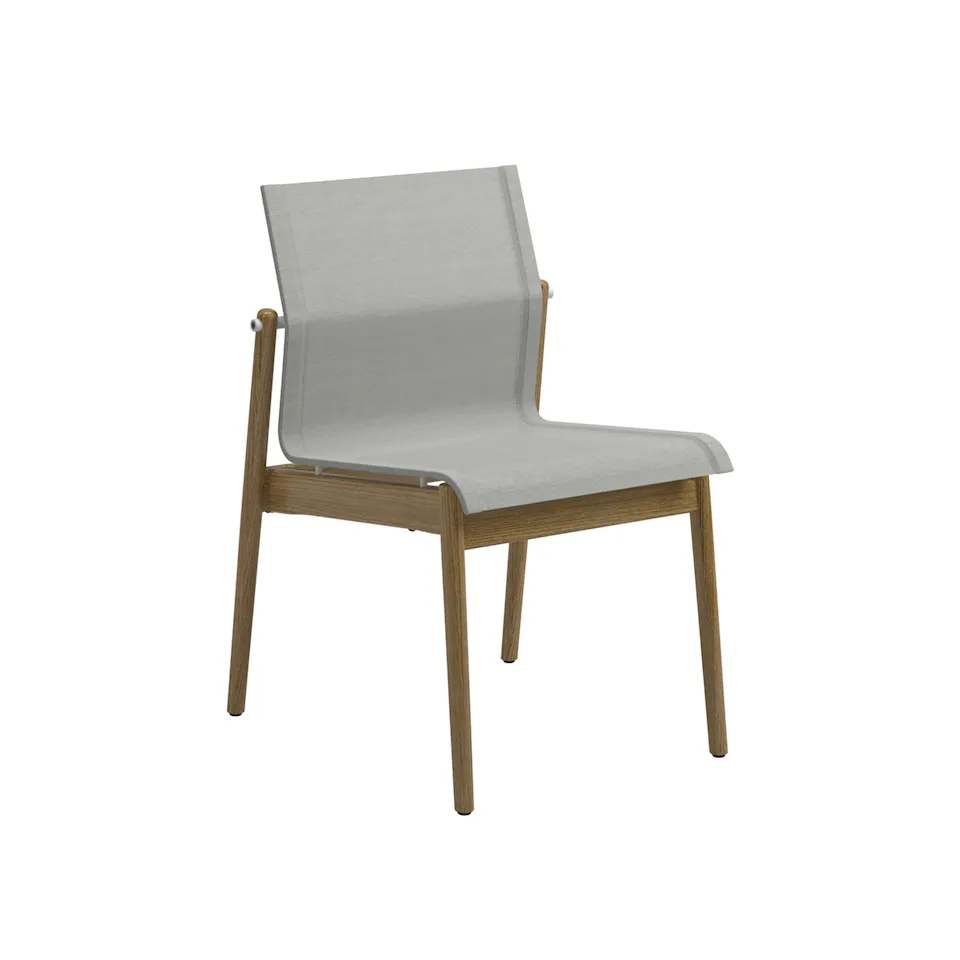 Sway Teak Stacking Chair, Frame White, Seagull Sling