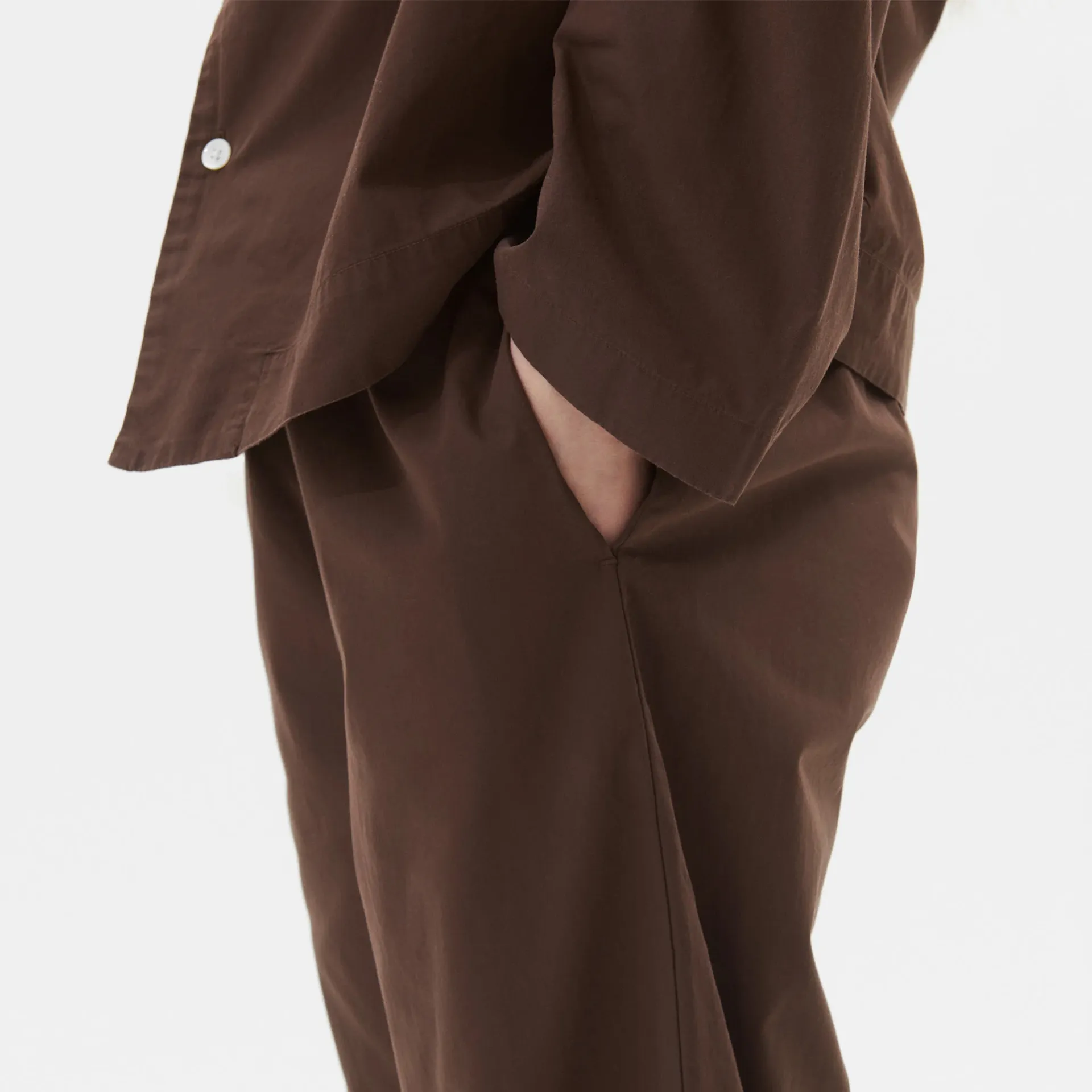 Poplin Pyjamas Pants Coffee - TEKLA - NO GA