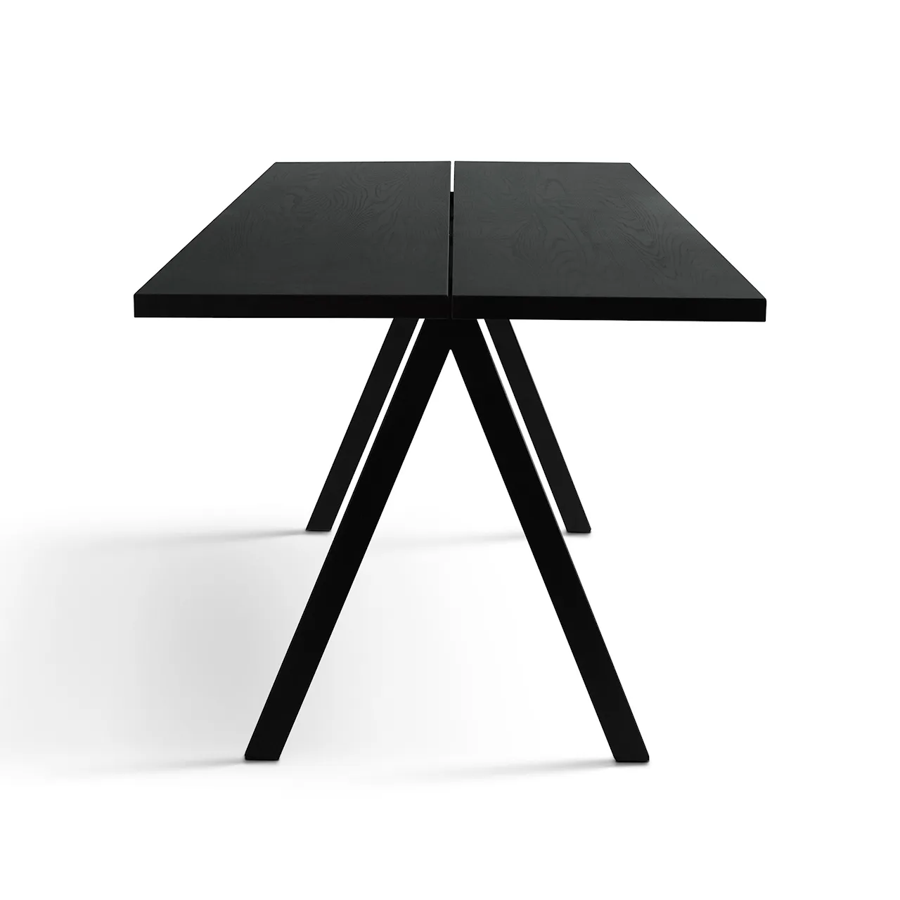 Saw Dining Table 2 Parts 200, Solid black Ash - Frame Black Stained Ash