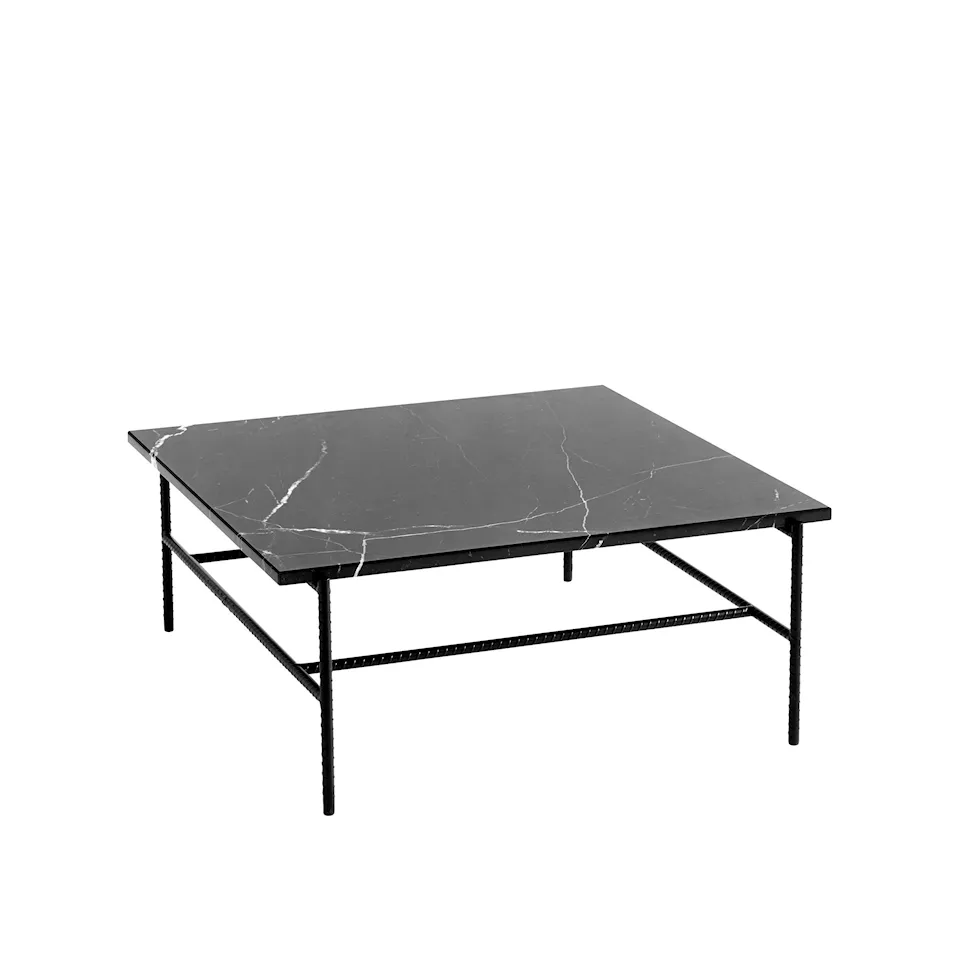 Rebar Square Coffee Table - Soft Black Frame - Marble - 80x84 cm