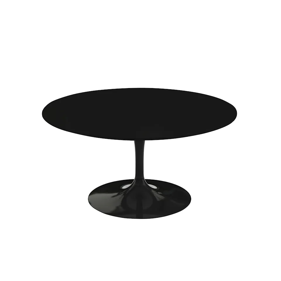 Saarinen Round Table - Soffbord, Svart underrede, skiva i Svart laminat, H: 39, Ø 91