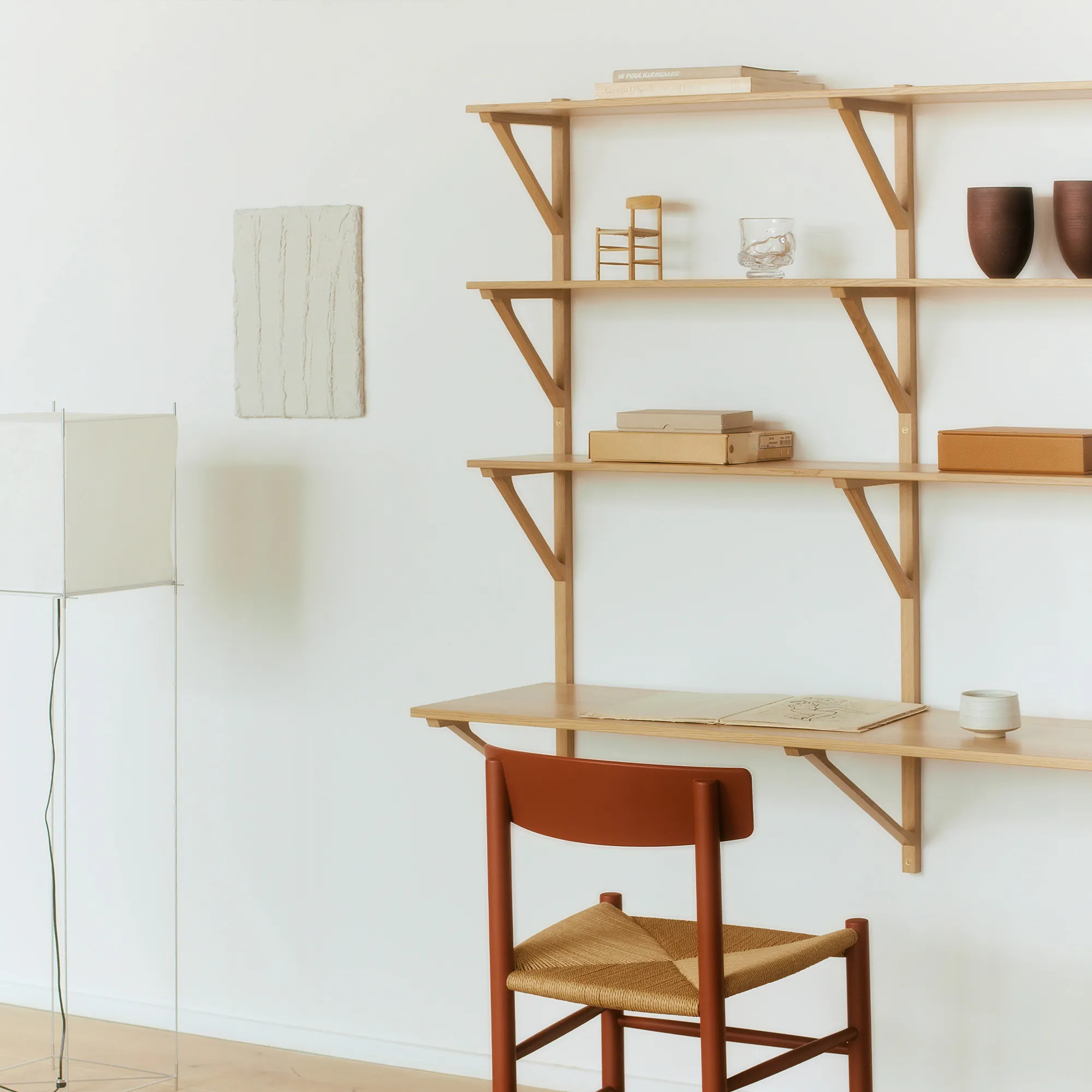 BM29 vägghylla 78 cm 3 hyllplan & skrivbord - 7