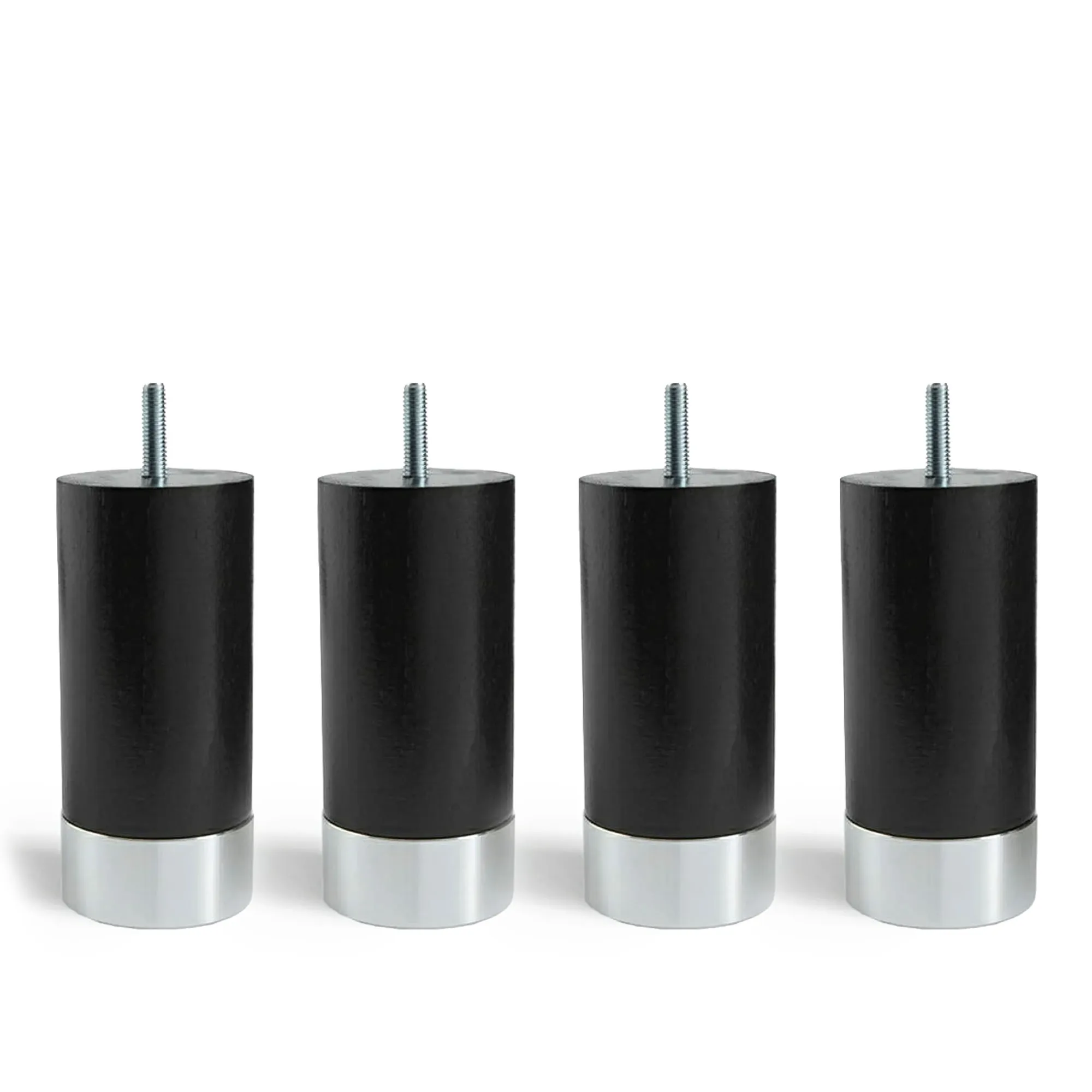Cylinder sängben Svart med aluminium 4-pack - 1