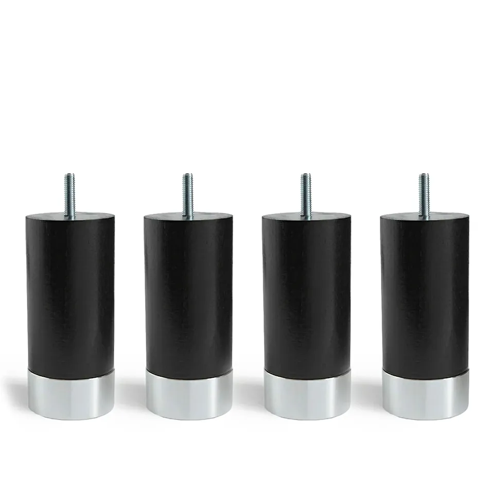 Cylinder sängben Svart med aluminium 4-pack