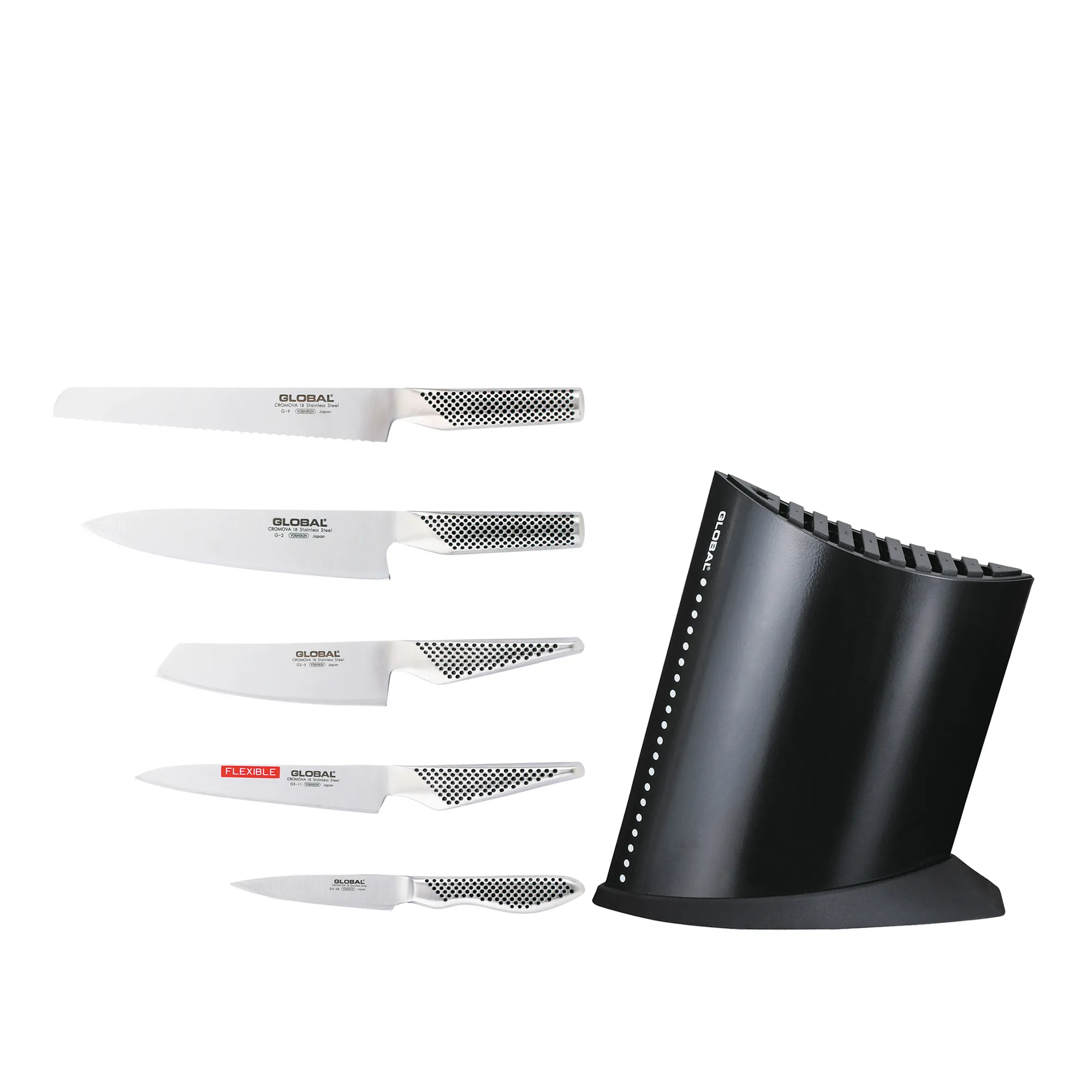 Knivset 5 delar & knivblock svart - 1