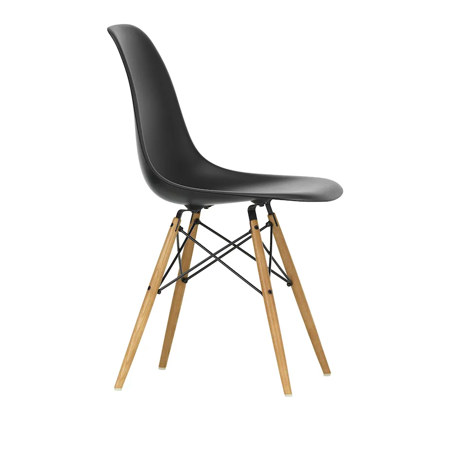 Eames Plastic Chair DSW - 12 Deep Black - Ash Honey Tone