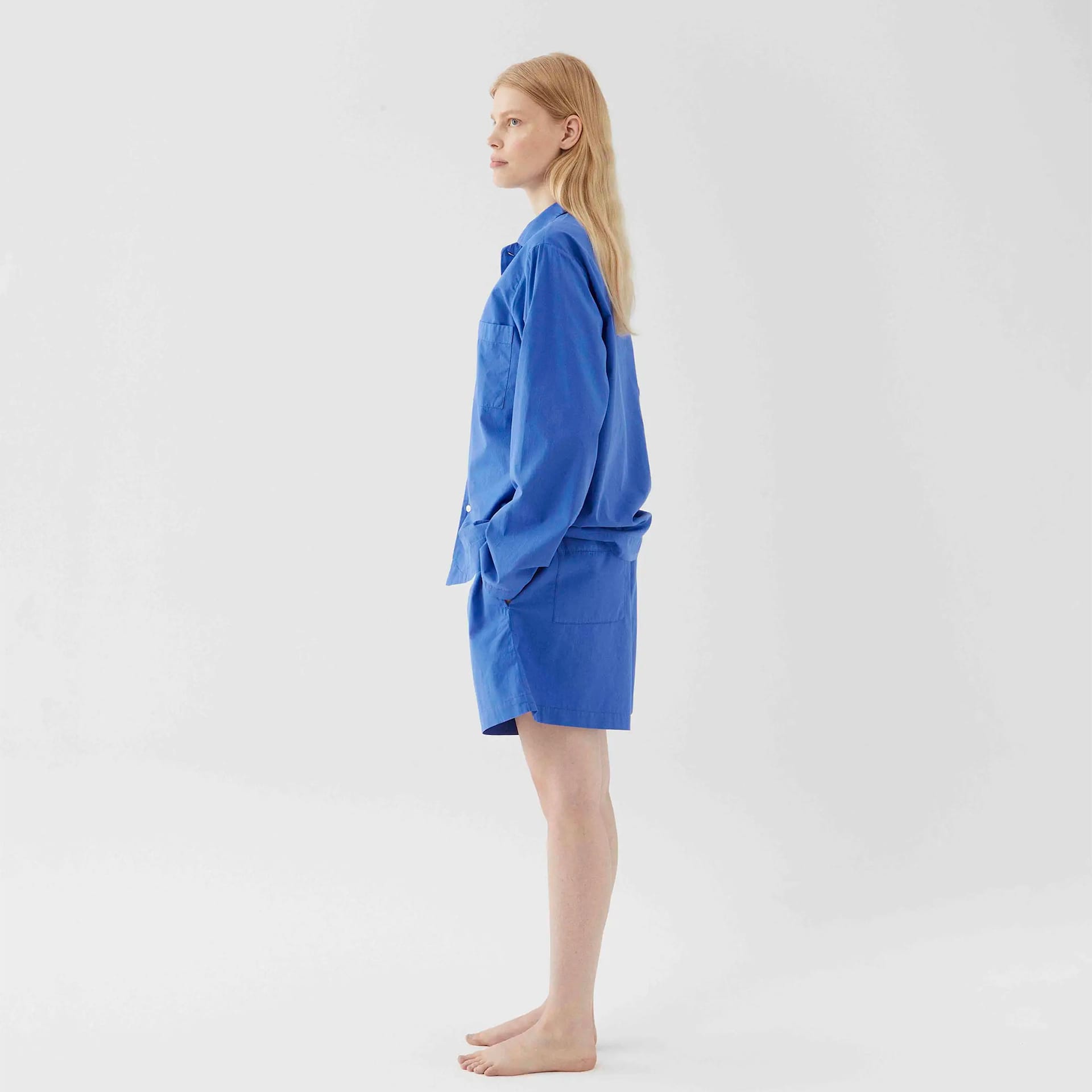 Poplin Pyjamas Shorts Royal Blue - TEKLA - NO GA