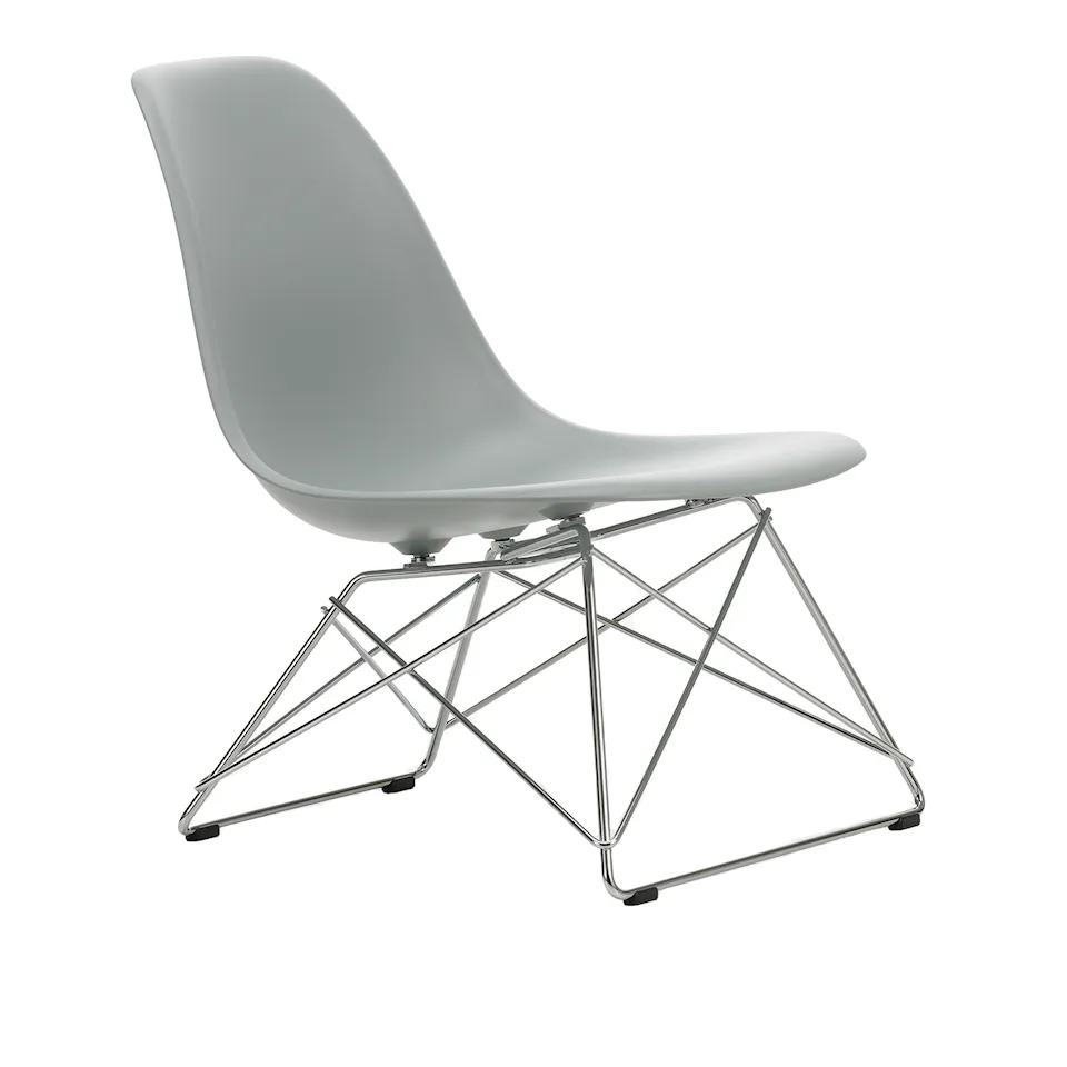 Eames RE Plastic Side Chair LSR 24 Light Grey, Chromed Base