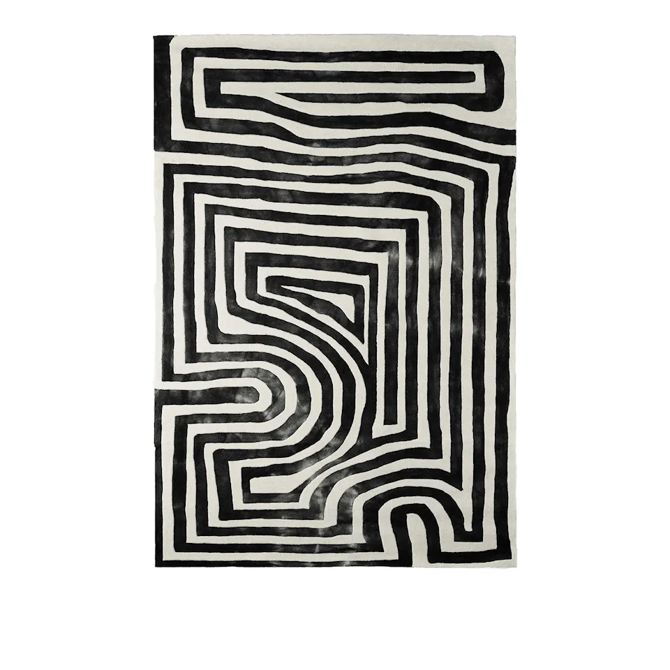 Psychedelic Labyrinth Rug Charcoal