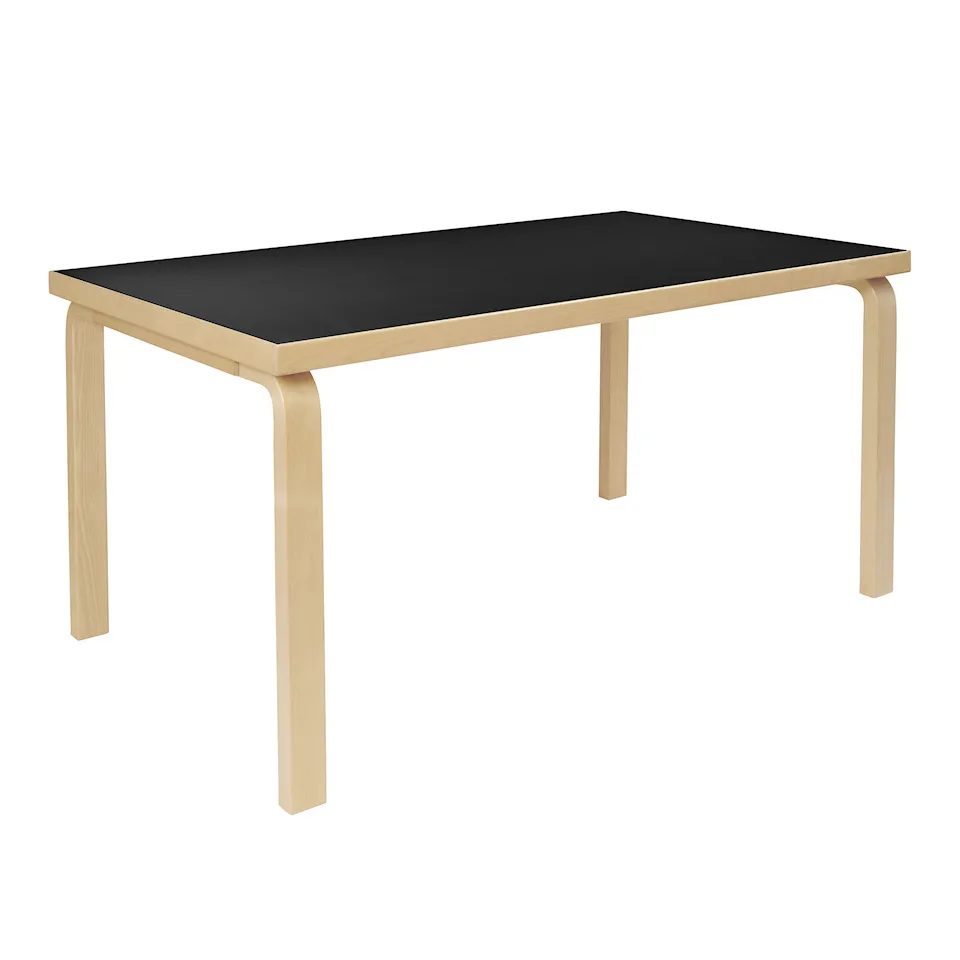 Aalto Table 82B, Black linoleum top, Natural lac