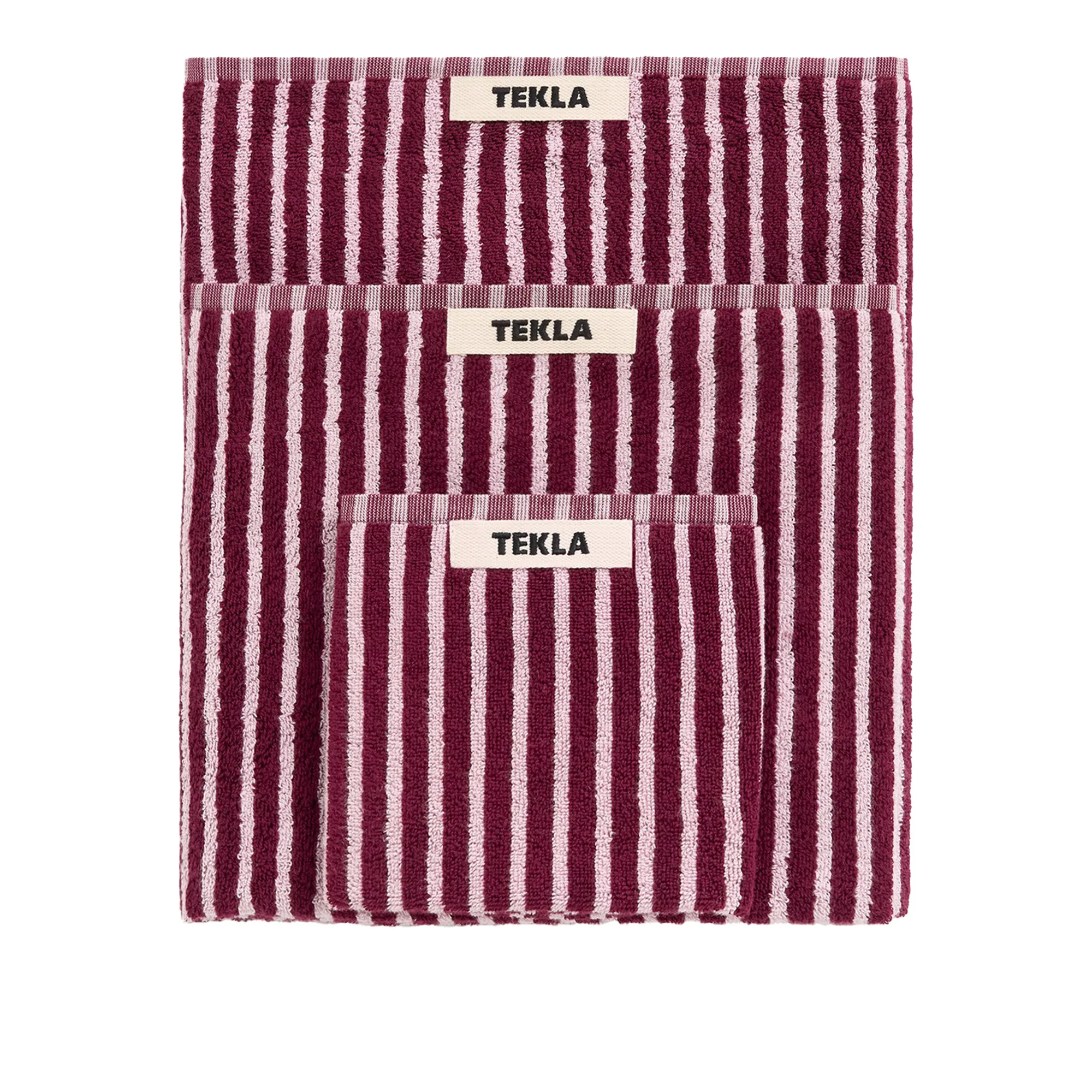 Terry Red & Rose Stripes handduk - 1