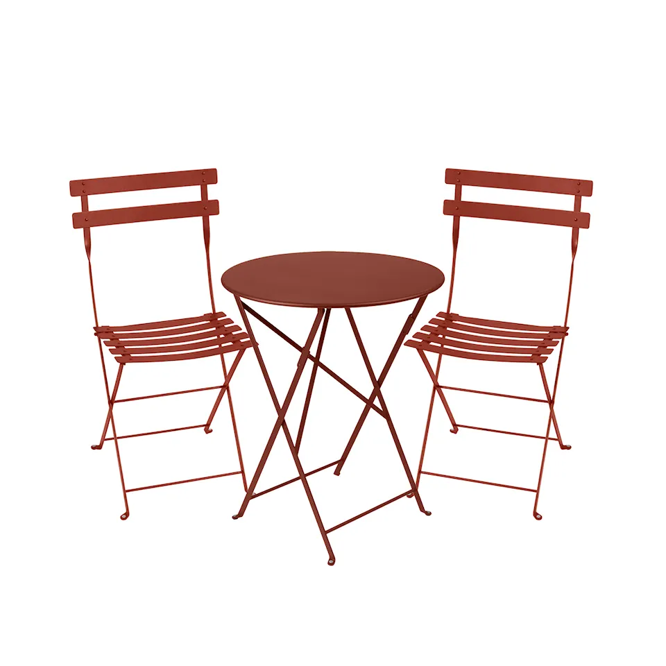 Bistro Matgrupp Bord Ø60 cm & 2 st Metal Chair