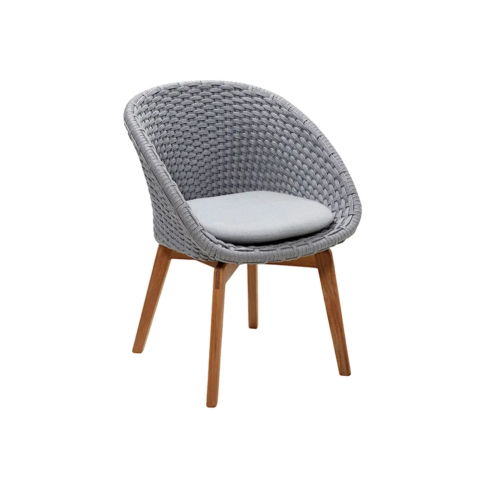 Peacock Stol, Teak/Light Grey, Inkl. Dyna