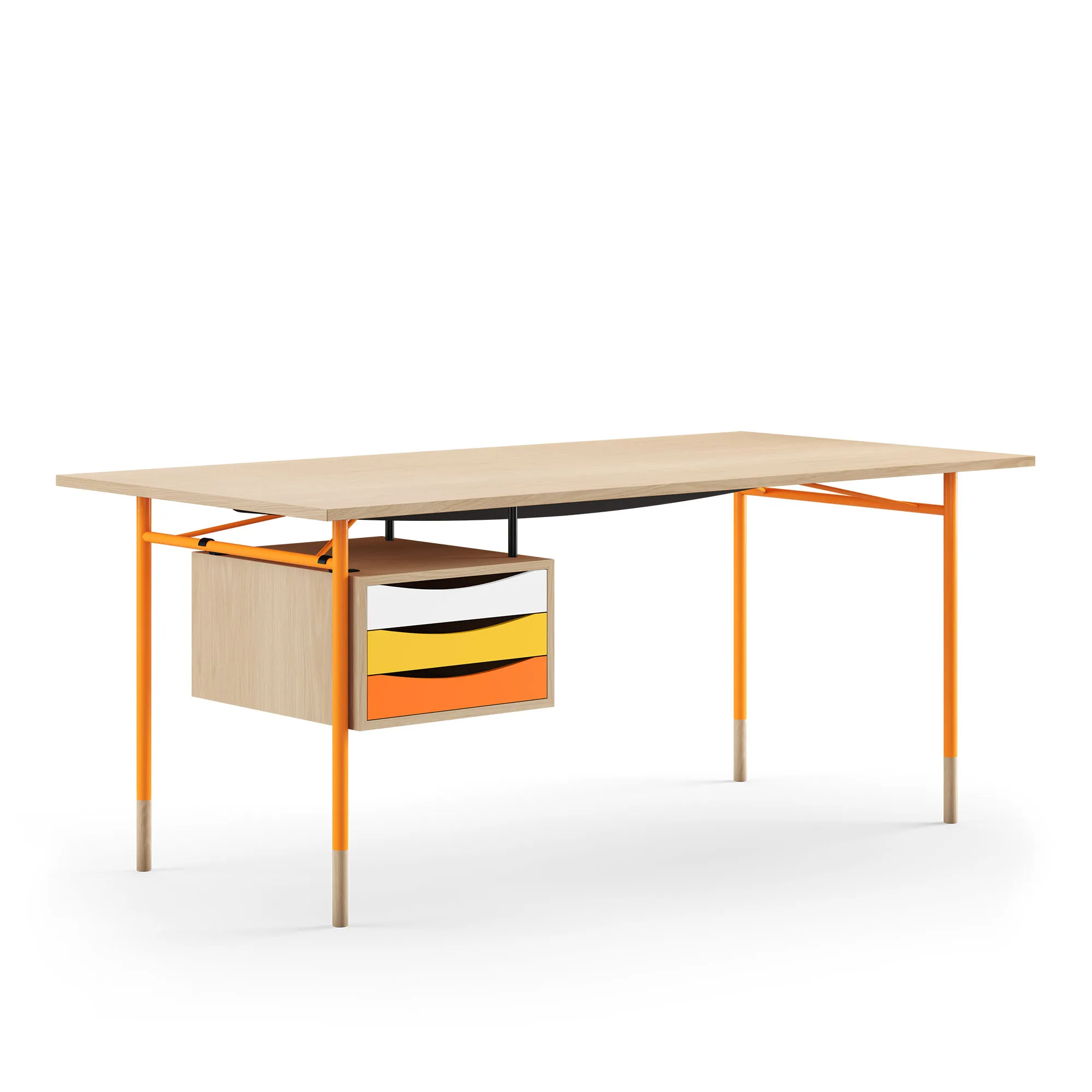 Nyhavn skrivbord 190 cm Warm med lådor Orange - 1