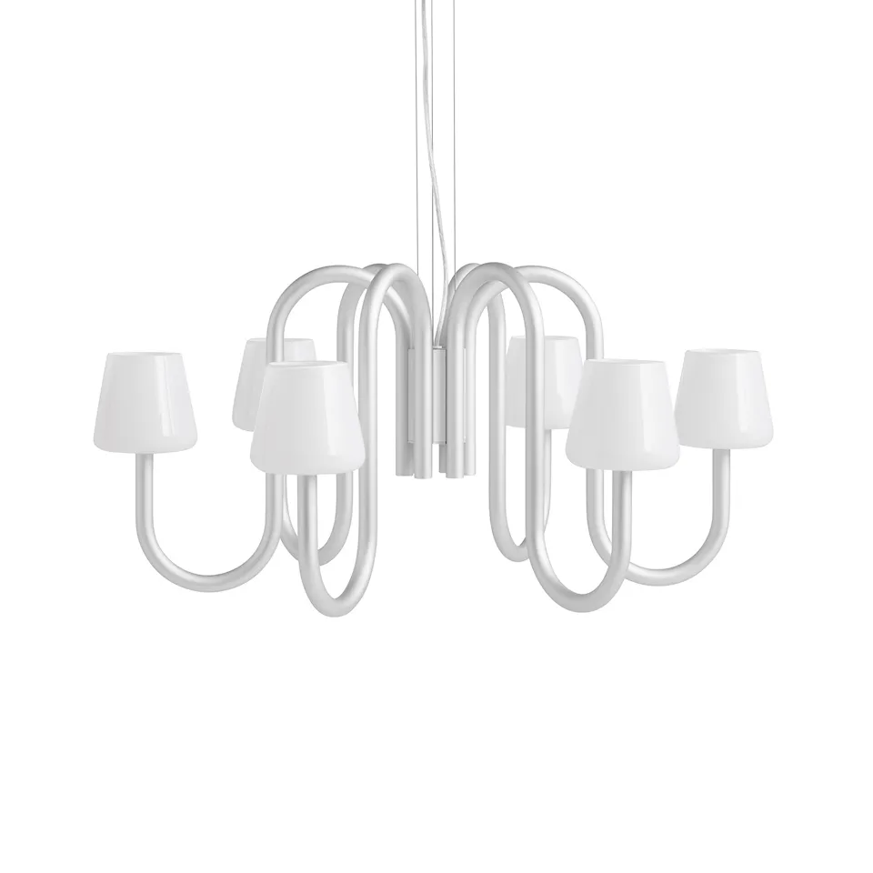 Apollo Chandelier 745, White Opal Glass